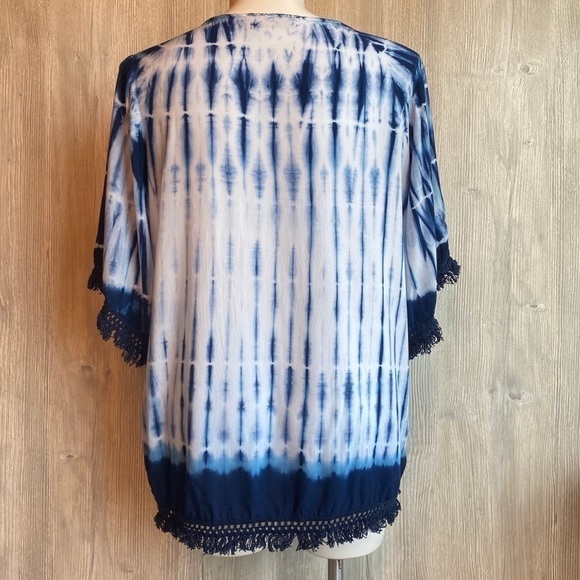 Christopher banks tie dye fringe top 1X - Picture 3 of 13